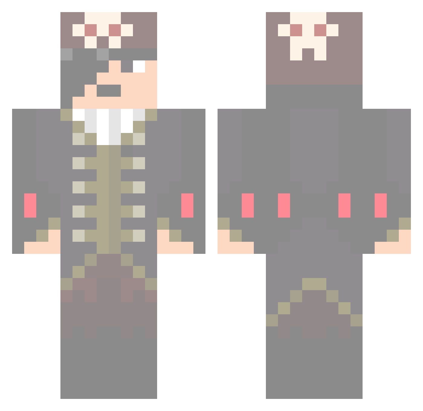 Howpy Minecraft skin, front and back view