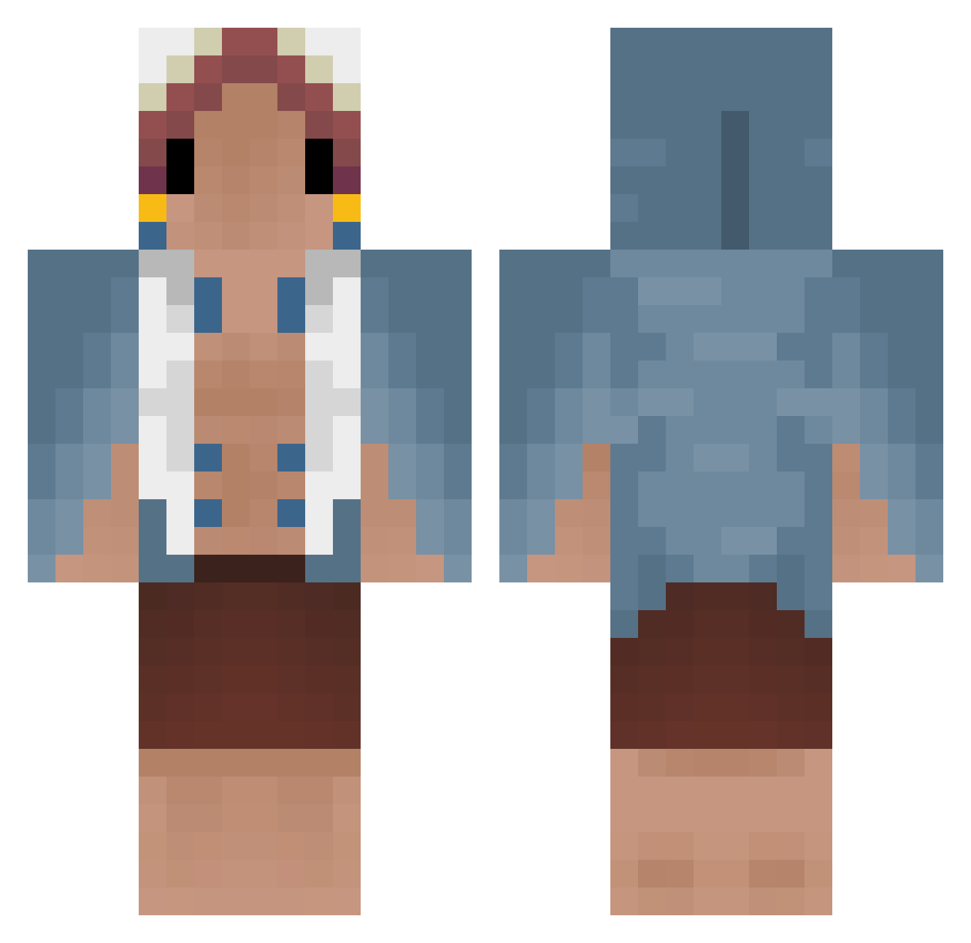 Teamable Minecraft skin, front and back view