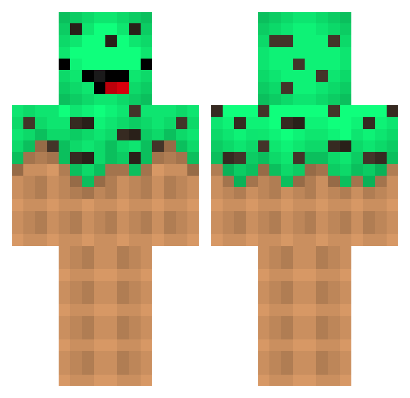 Pantages Minecraft skin, front and back view