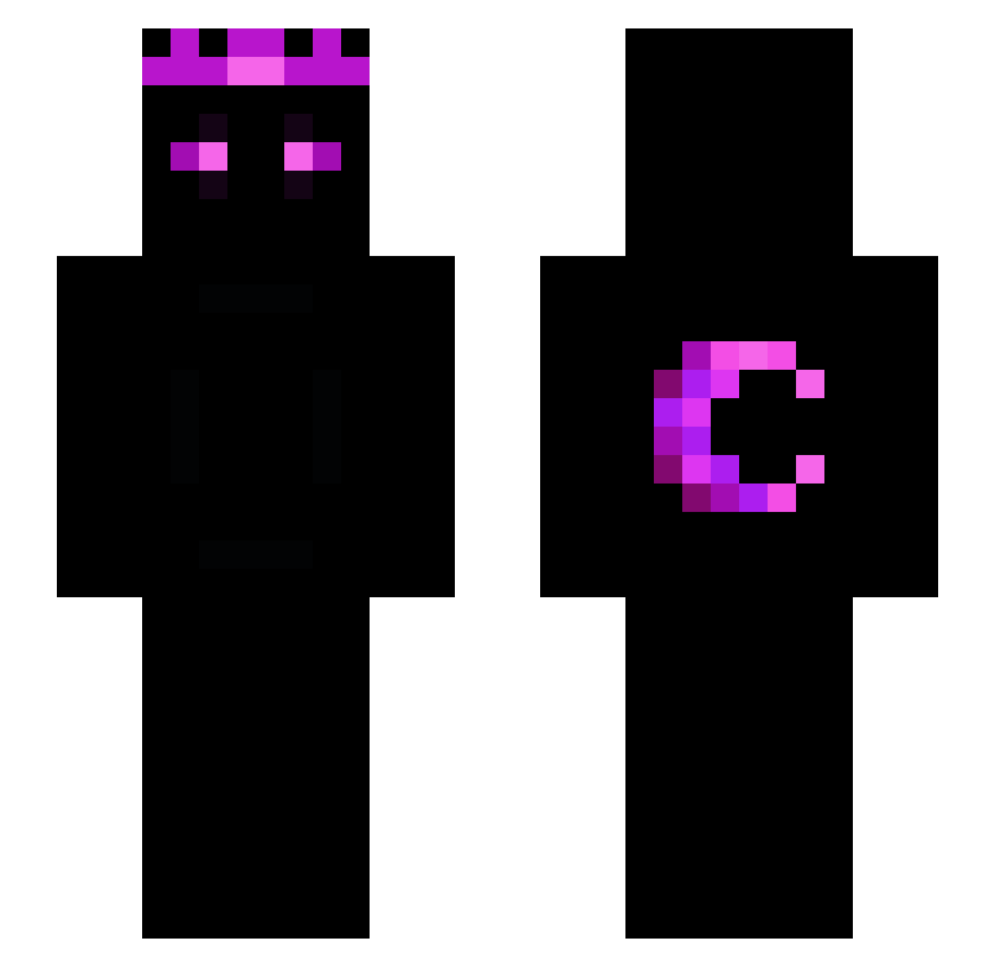 Zinxity Minecraft skin, front and back view
