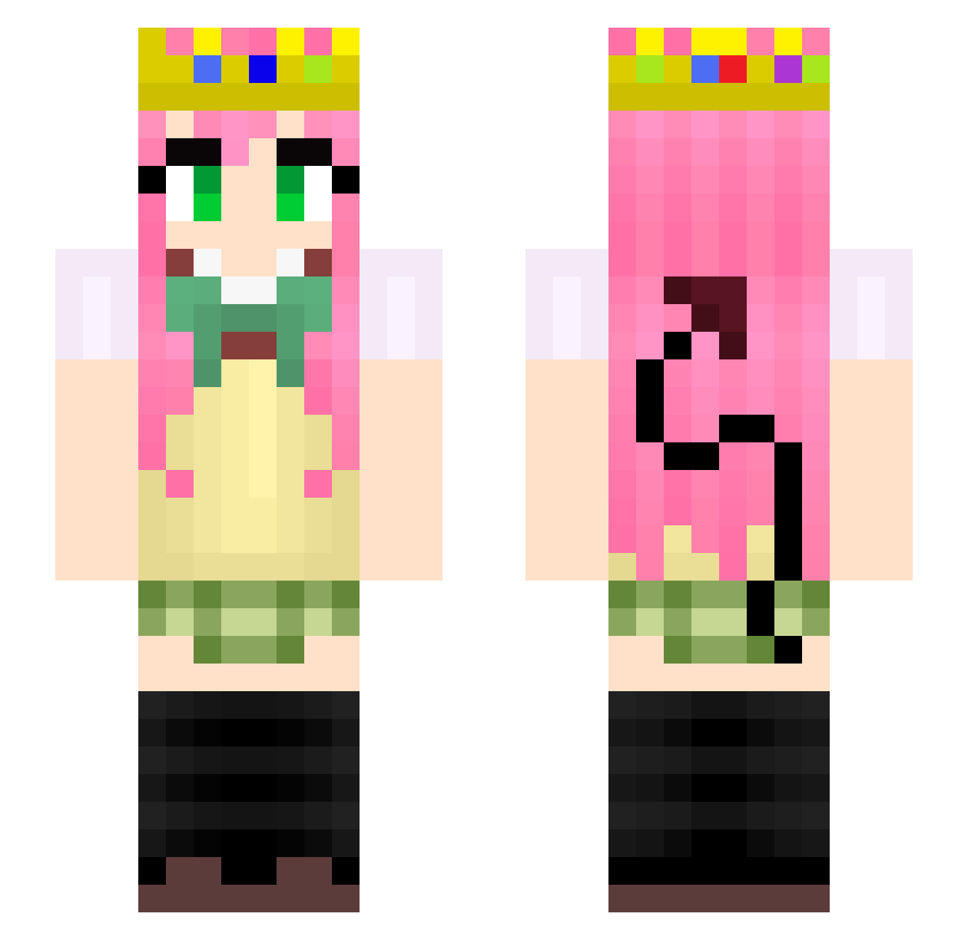TwitchVIP Minecraft skin, front and back view