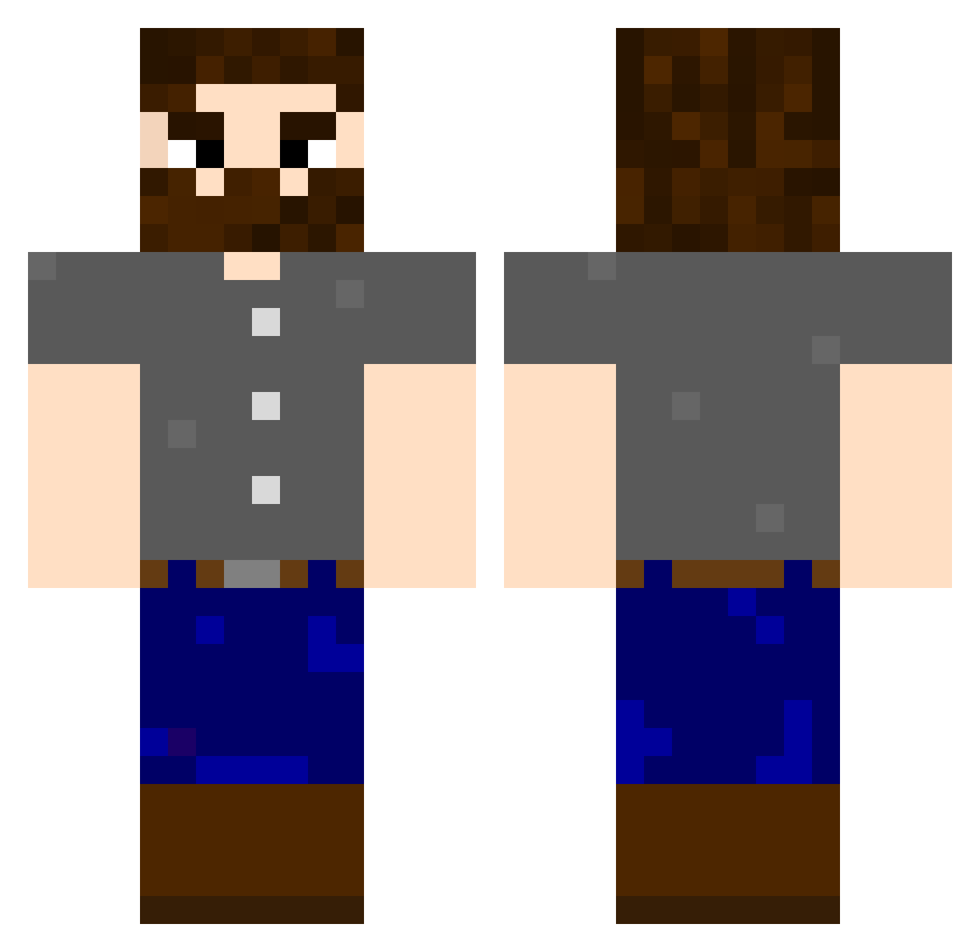 Jerobrine_MC Minecraft skin, front and back view
