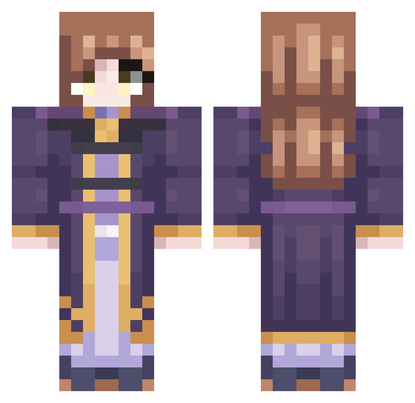 EnbyNecro Minecraft skin, front and back view