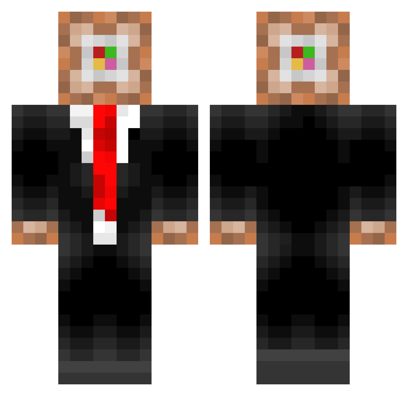 Feedbacks Minecraft skin, front and back view