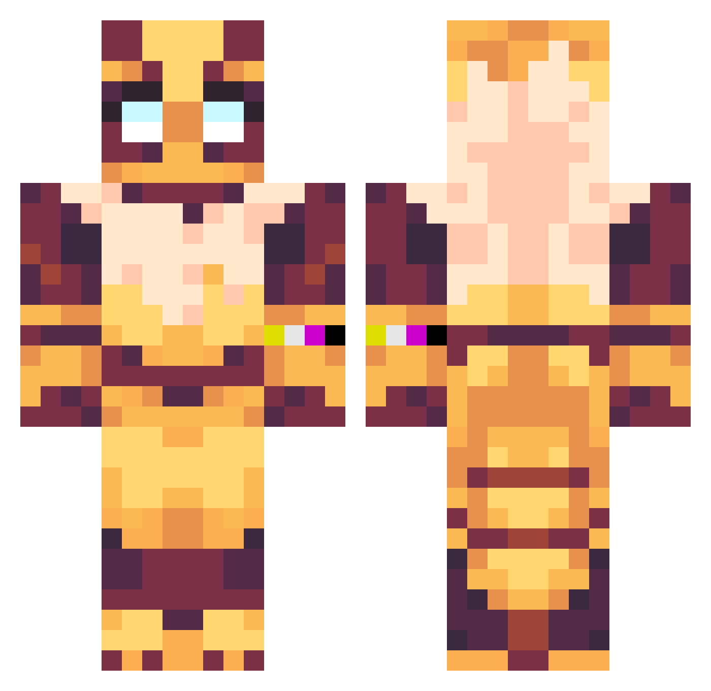 azazelbuzz Minecraft skin, front and back view
