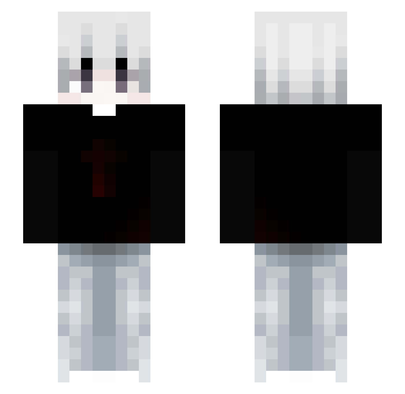 RJ3X Minecraft skin, front and back view