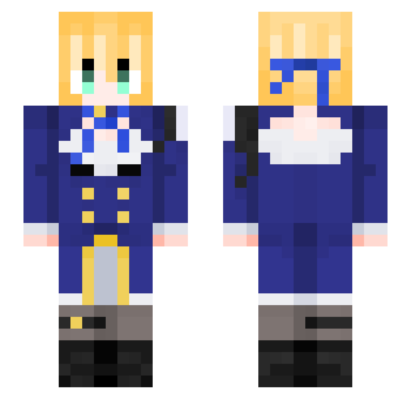 HueyLin Minecraft skin, front and back view
