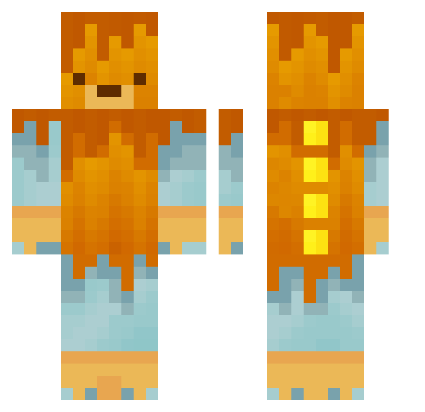 tedders225 Minecraft skin, front and back view