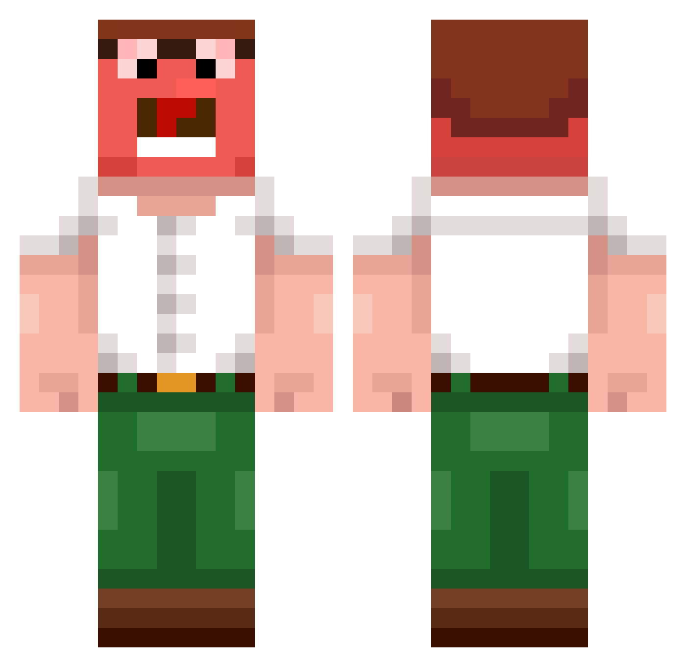 rottedworms Minecraft skin, front and back view