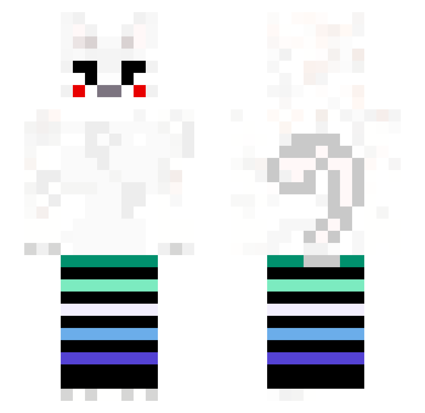 skittleguyYT Minecraft skin, front and back view