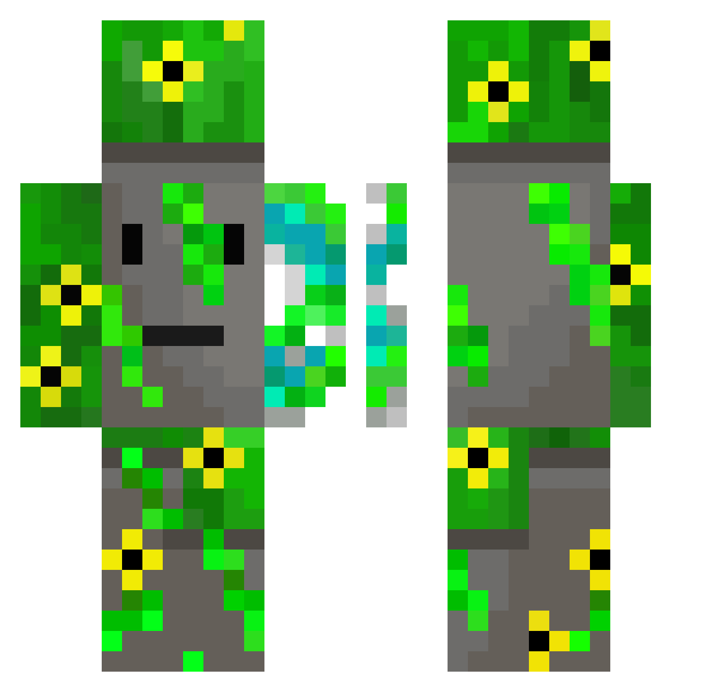 UnUnUnCreative Minecraft skin, front and back view