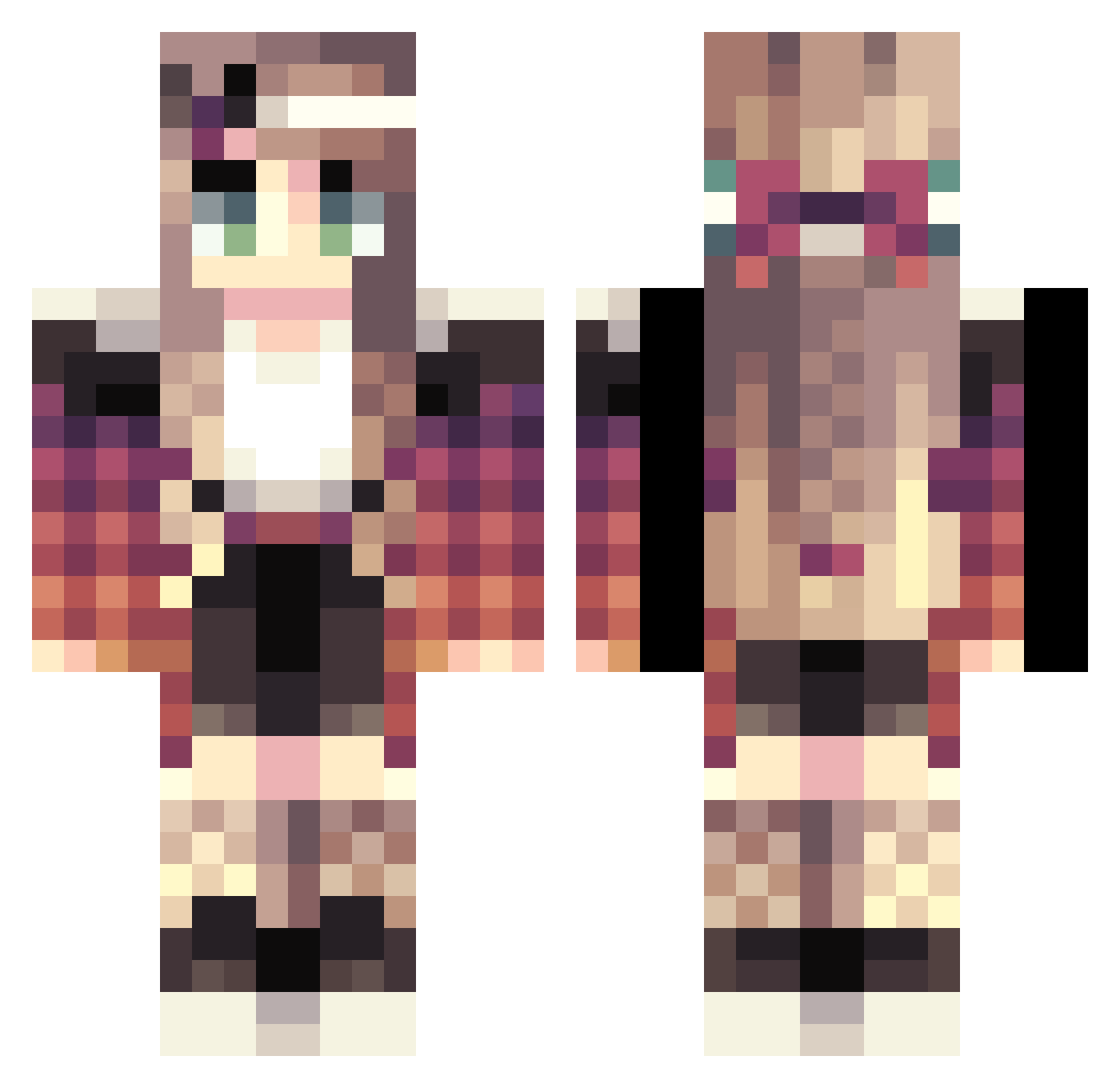 thrennody Minecraft skin, front and back view