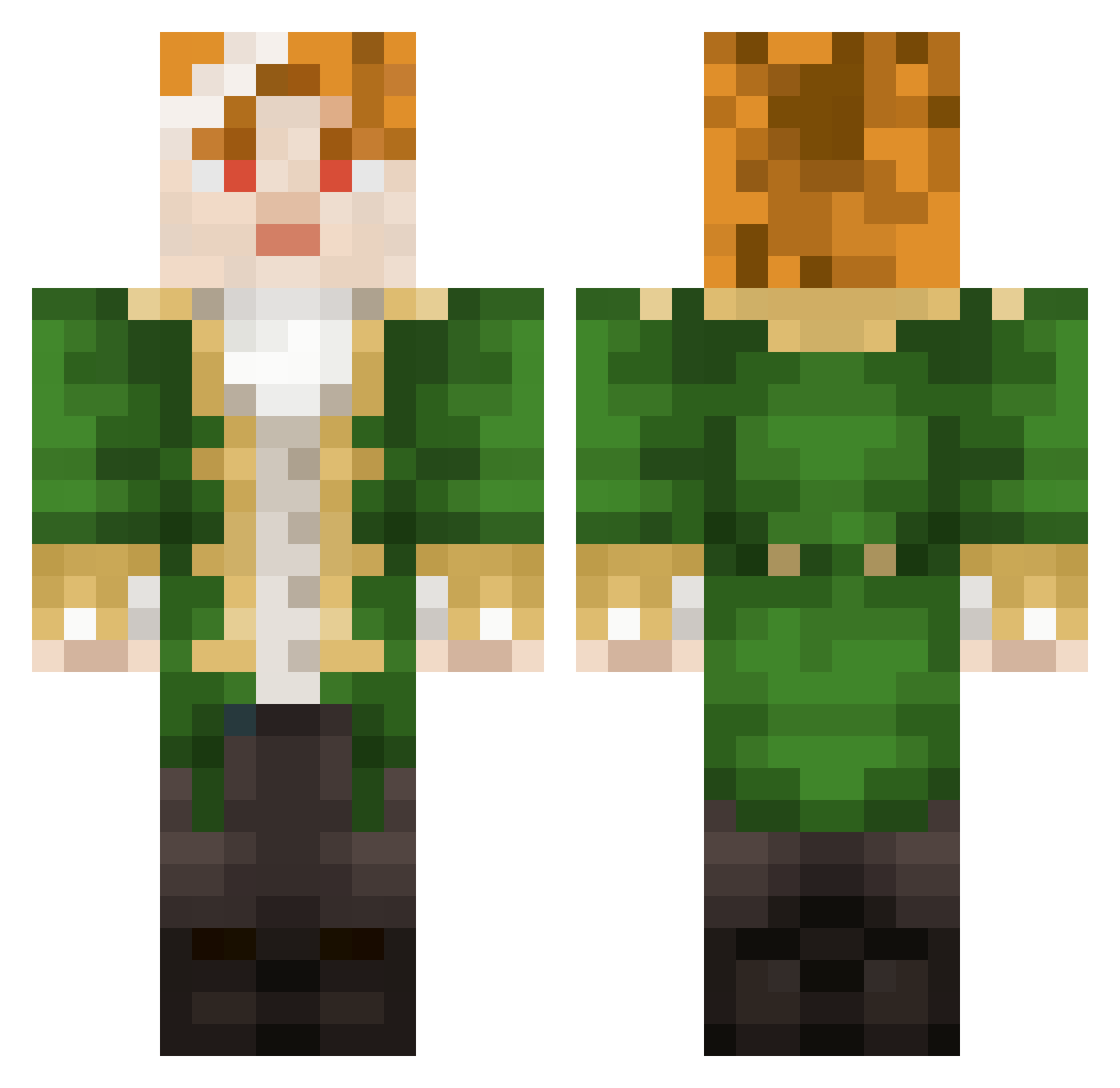 CrowInTheHat Minecraft skin, front and back view