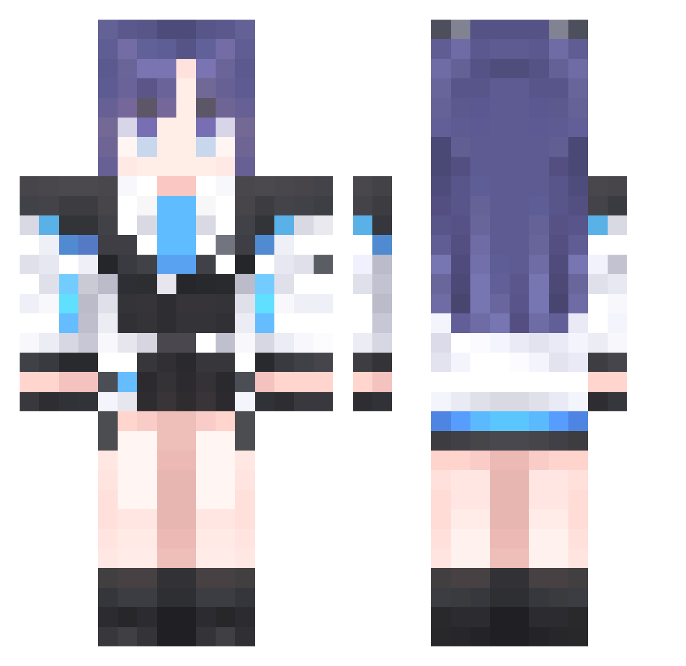 XYJK Minecraft skin, front and back view