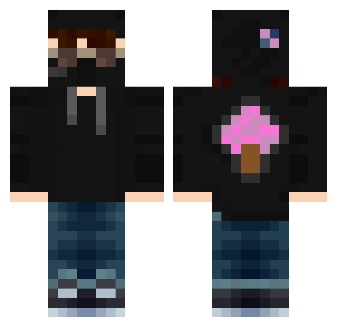MozzieLmao Minecraft skin, front and back view