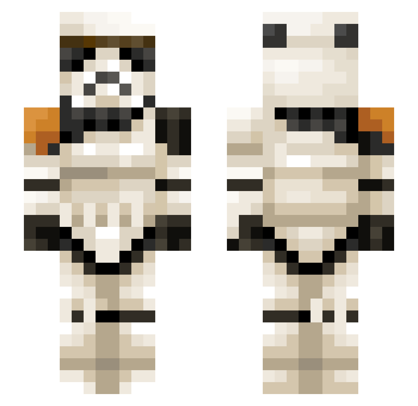 Jammaz Minecraft skin, front and back view