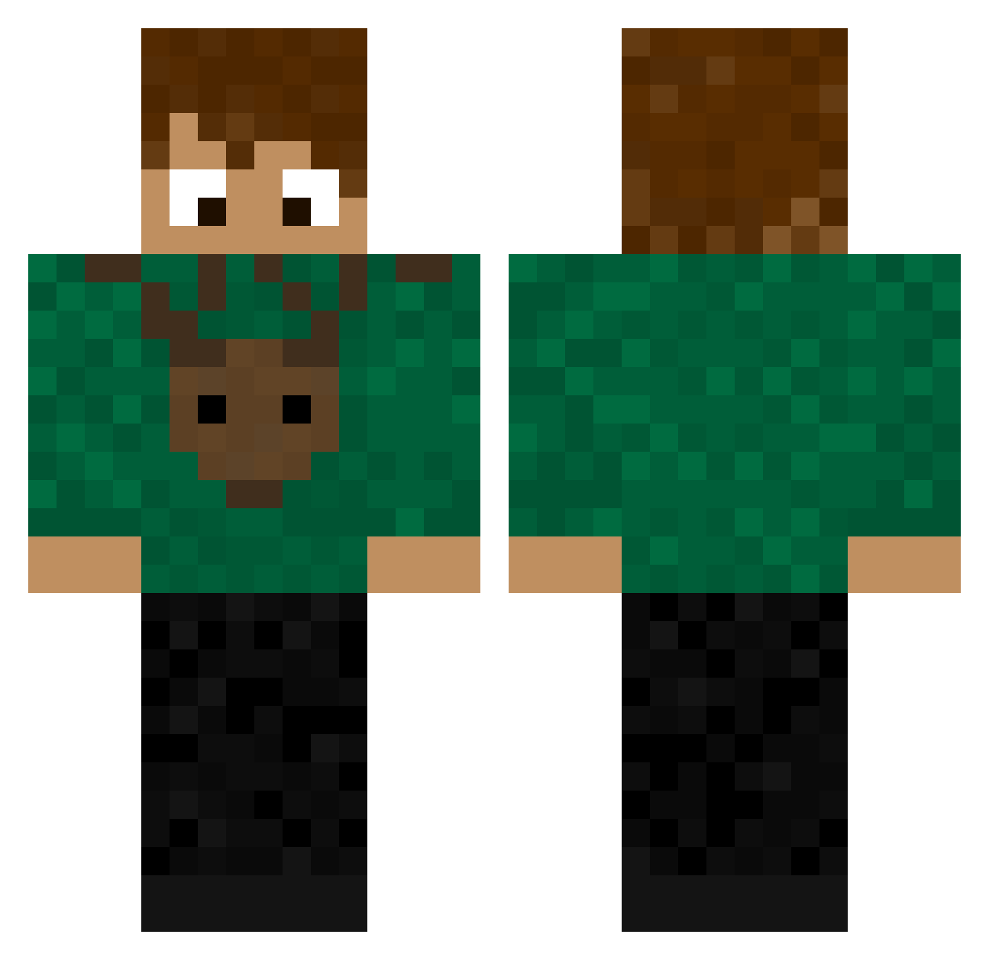 Mulmull Minecraft skin, front and back view