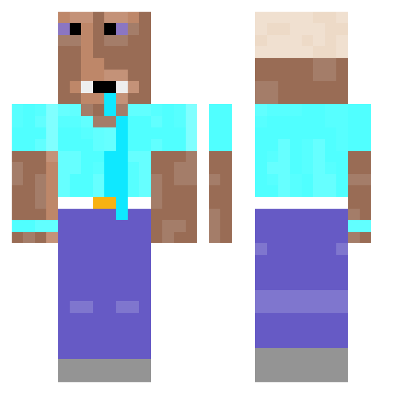 Luckzfr Minecraft skin, front and back view