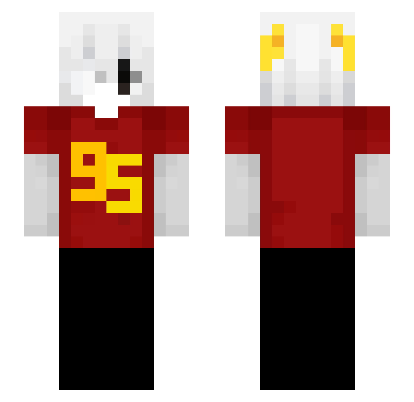 eukad Minecraft skin, front and back view