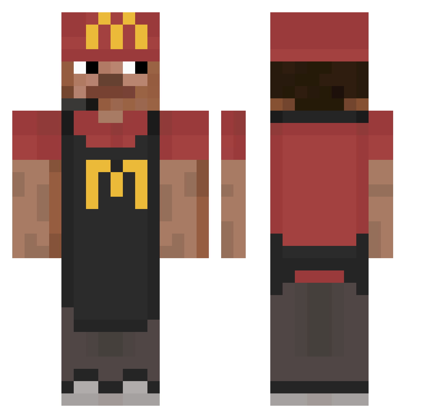 pensamentos_ Minecraft skin, front and back view