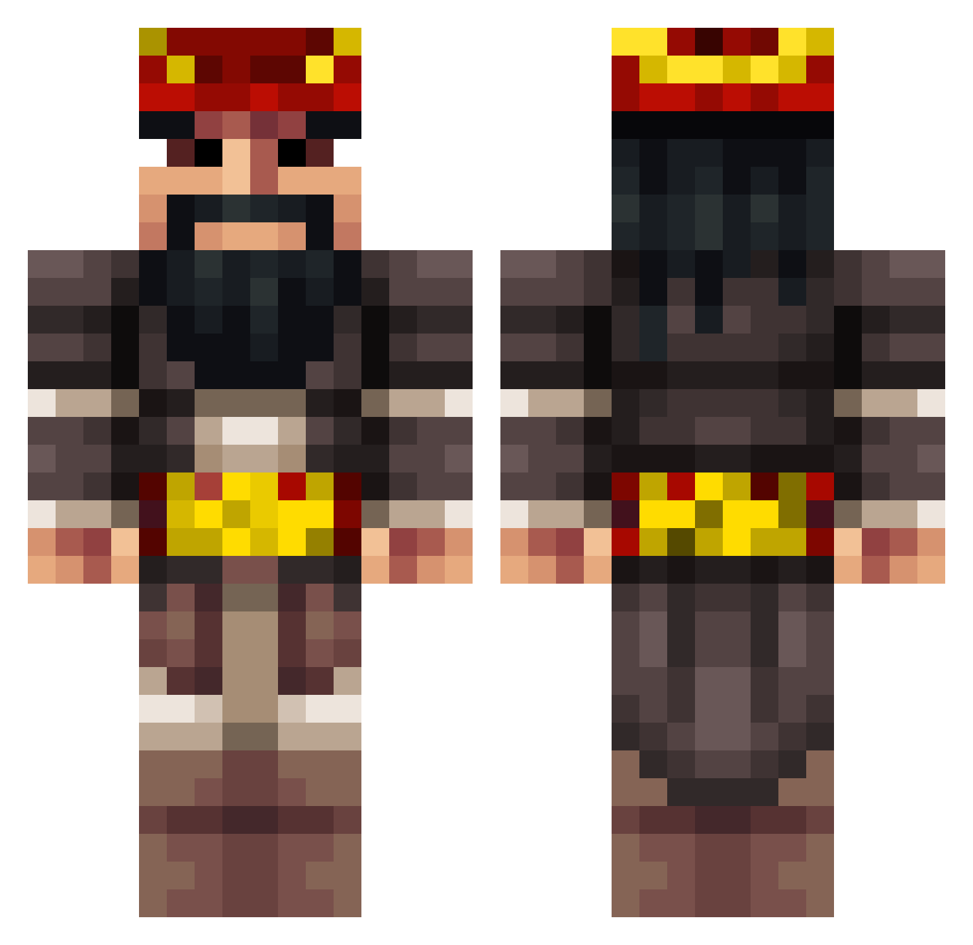 Swordsmanship Minecraft skin, front and back view