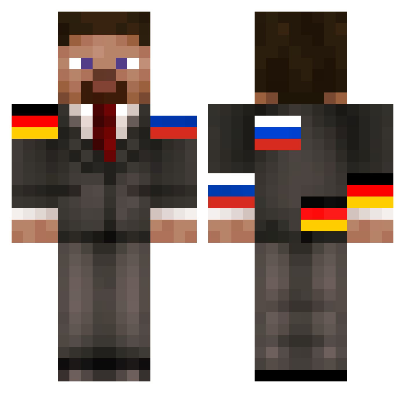 RusslandDeutsch Minecraft skin, front and back view