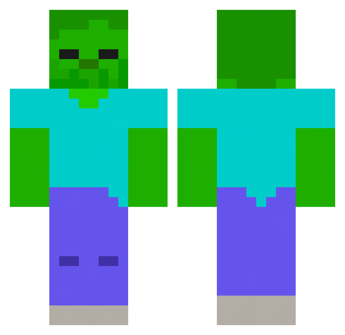 XOSRSZ Minecraft skin, front and back view