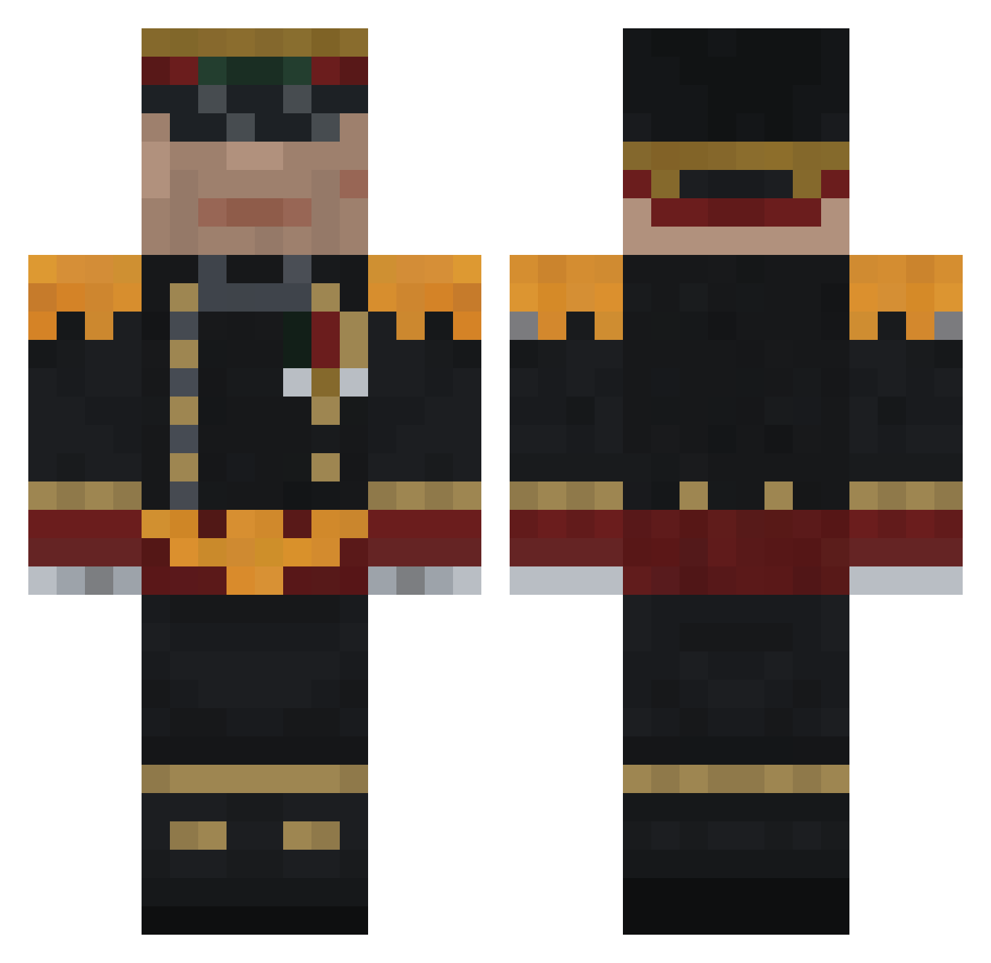 Tetrazolium Minecraft skin, front and back view