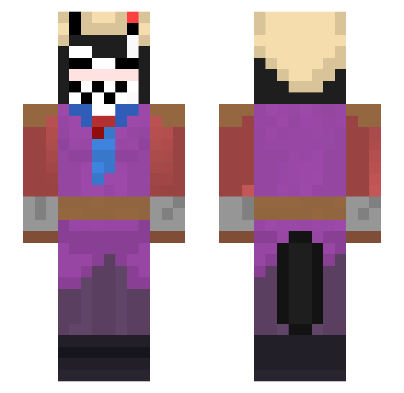 Rikwm Minecraft skin, front and back view
