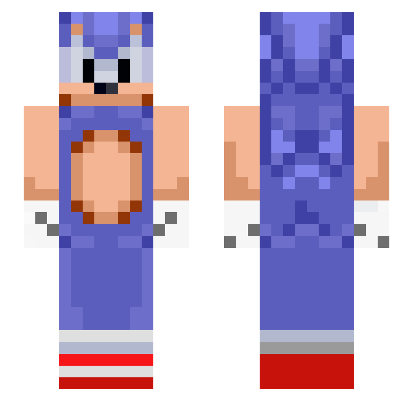 Nik0TheSeal Minecraft skin, front and back view