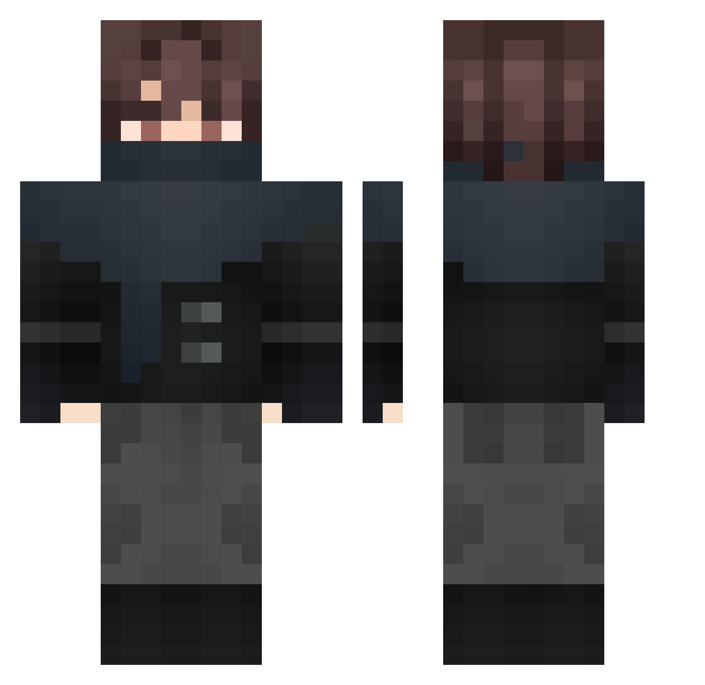 Aiyyden Minecraft skin, front and back view