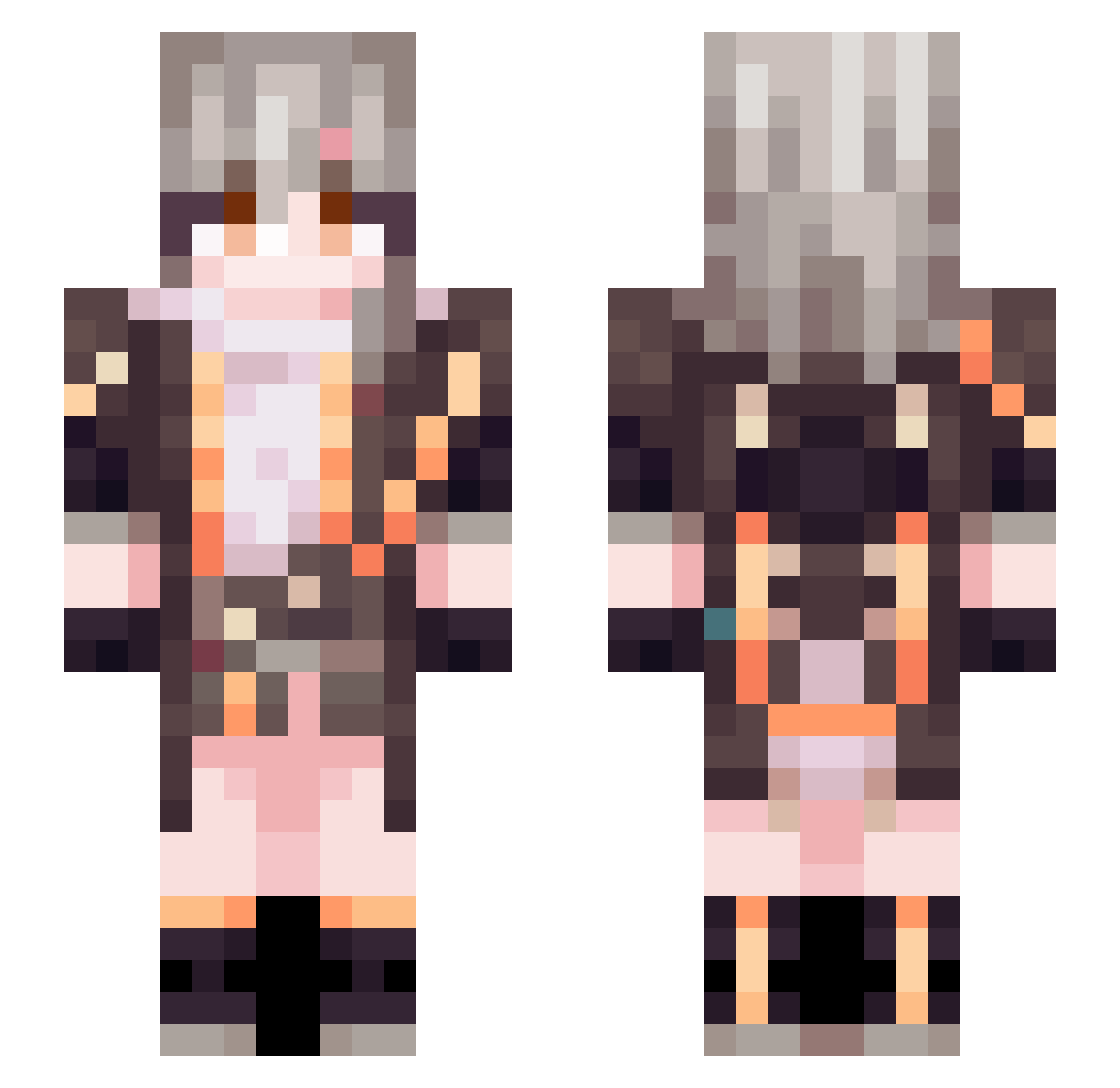 WUONGE Minecraft skin, front and back view