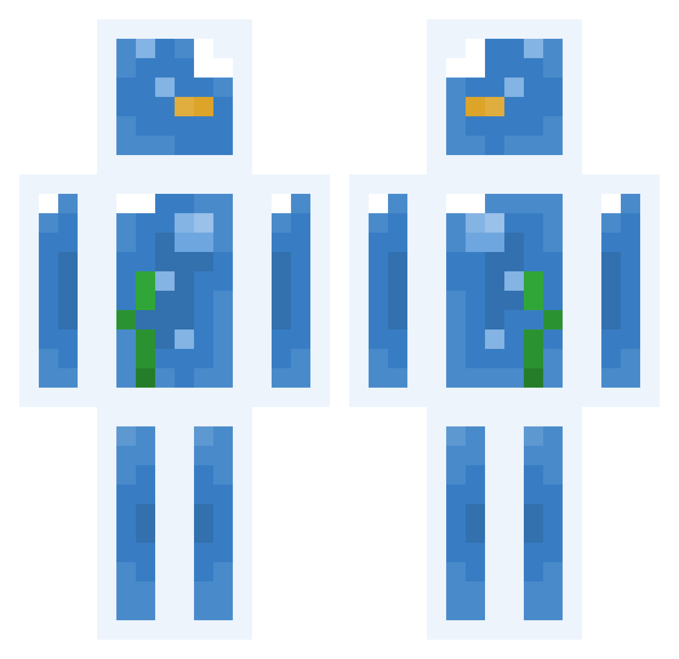Lithodomous Minecraft skin, front and back view