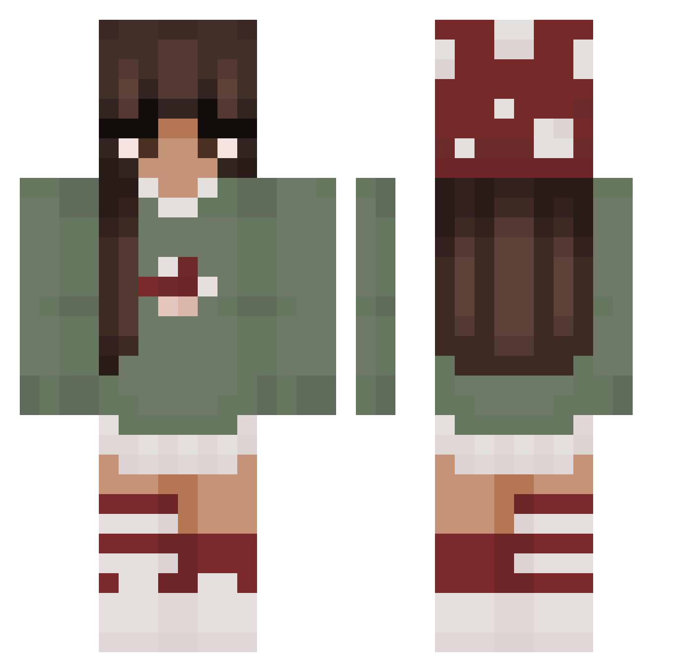 Bessie Minecraft skin, front and back view