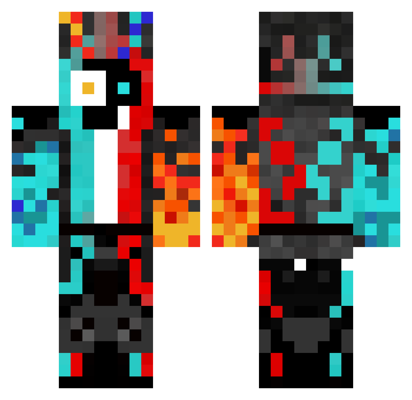 ScrimpMan Minecraft skin, front and back view