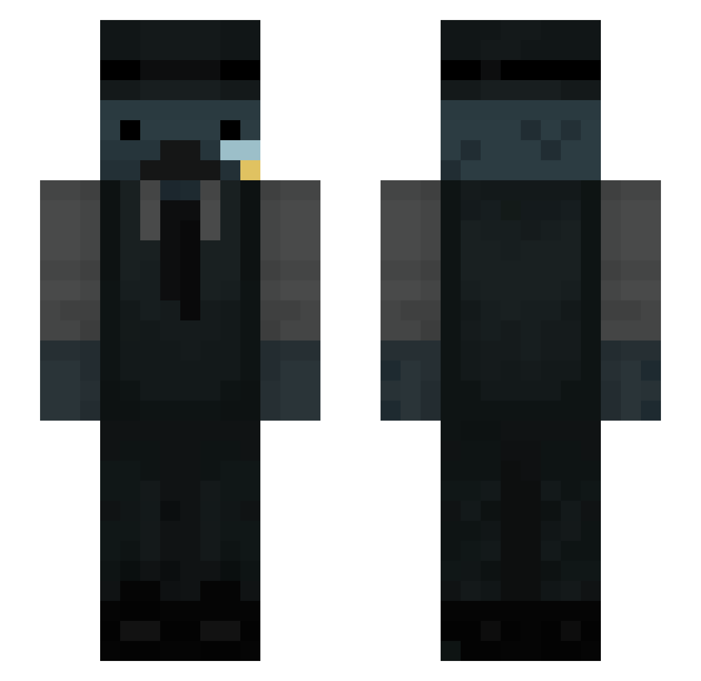 Zzyiow Minecraft skin, front and back view