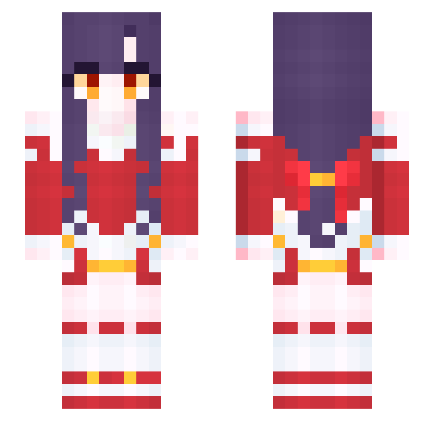 Jhinmiho Minecraft skin, front and back view