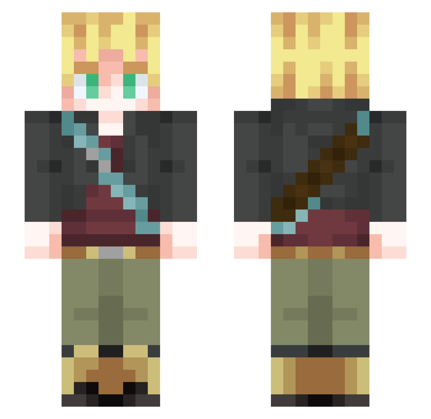 GorillaGasse Minecraft skin, front and back view