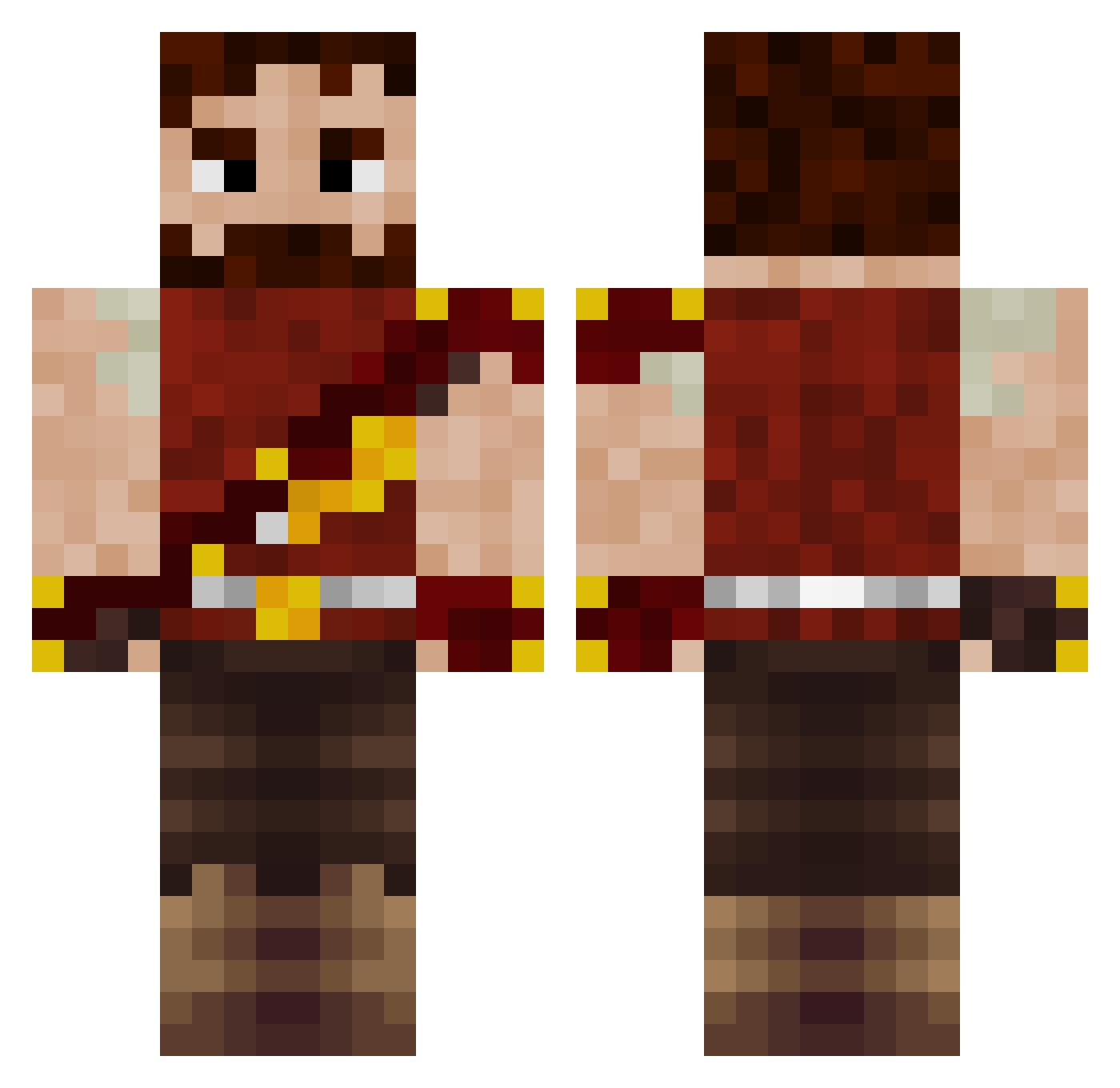 stefcky Minecraft skin, front and back view