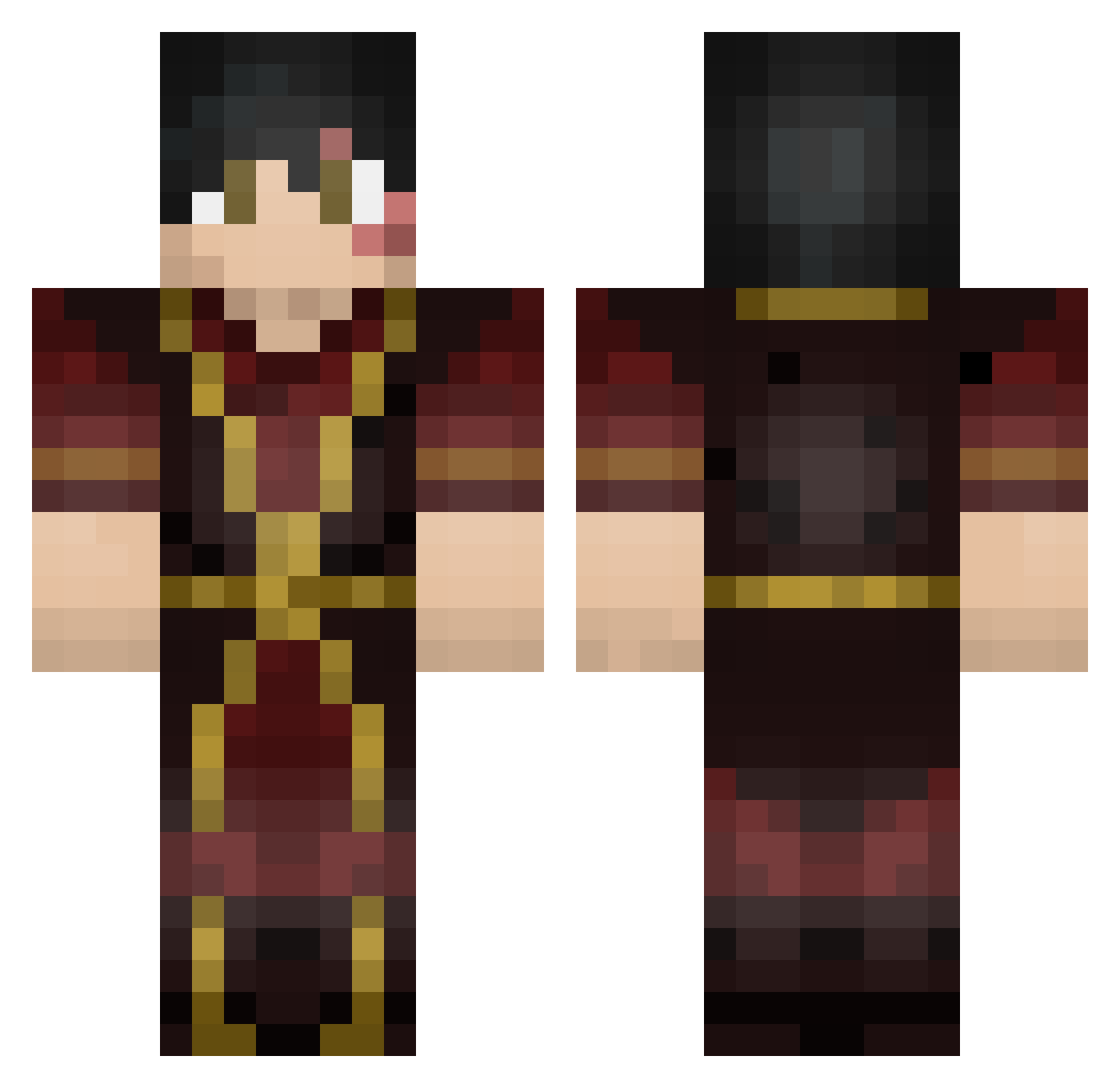 AidanDogg Minecraft skin, front and back view