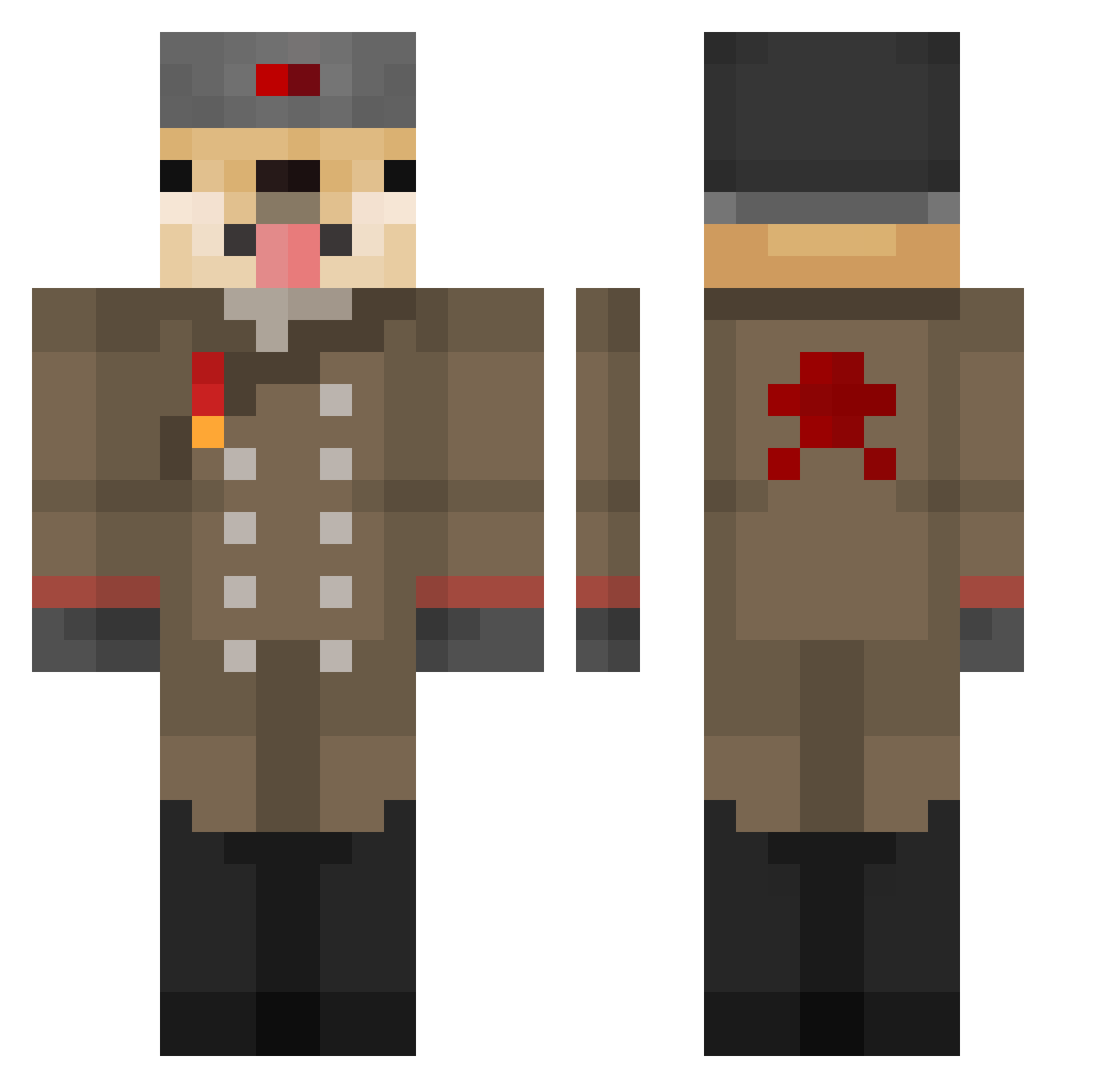 amell27 Minecraft skin, front and back view