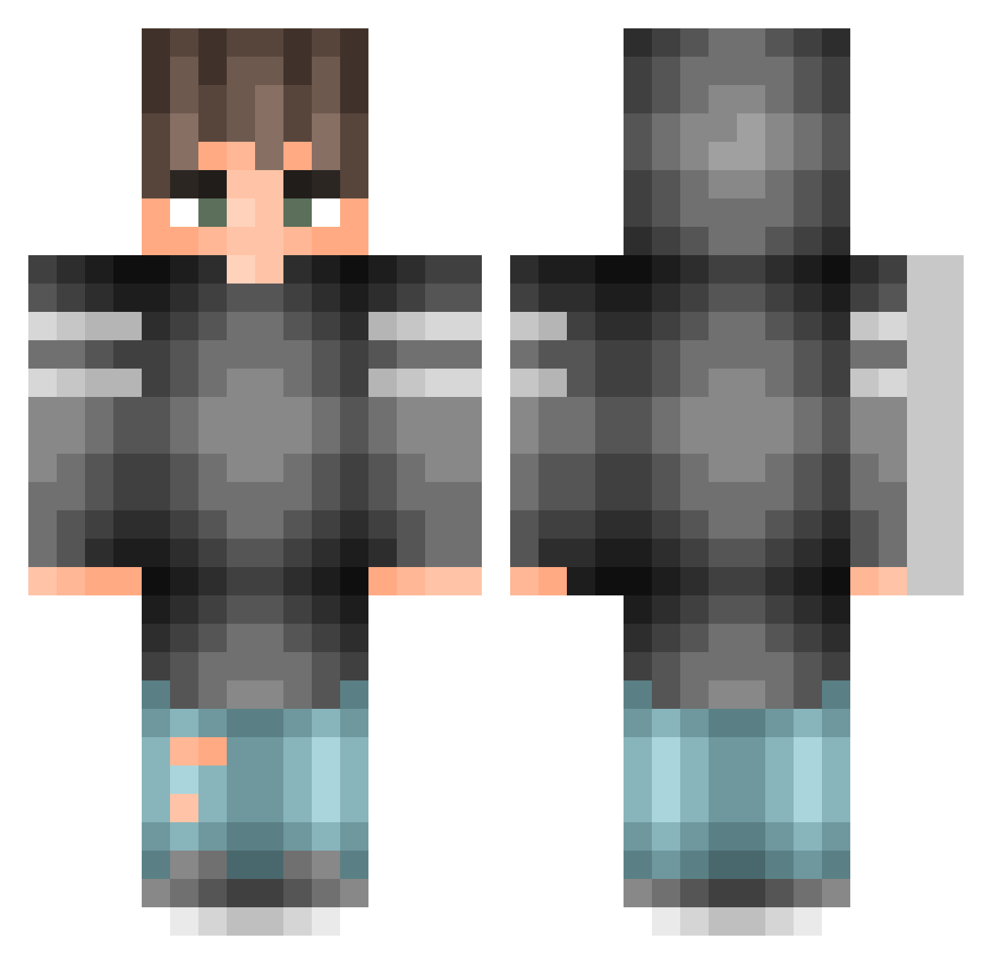 PvPDemiGod Minecraft skin, front and back view