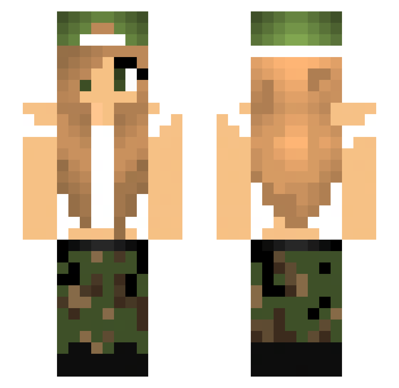 Seizable Minecraft skin, front and back view