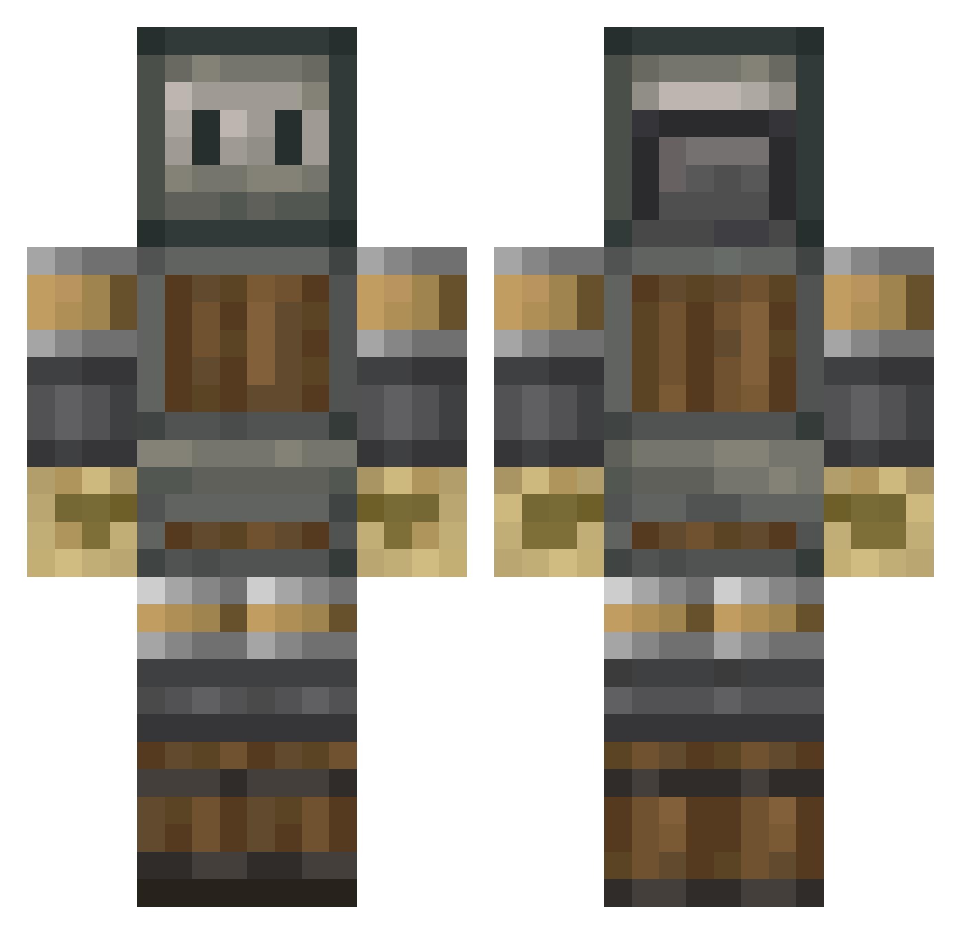 AxolotlDevMC Minecraft skin, front and back view
