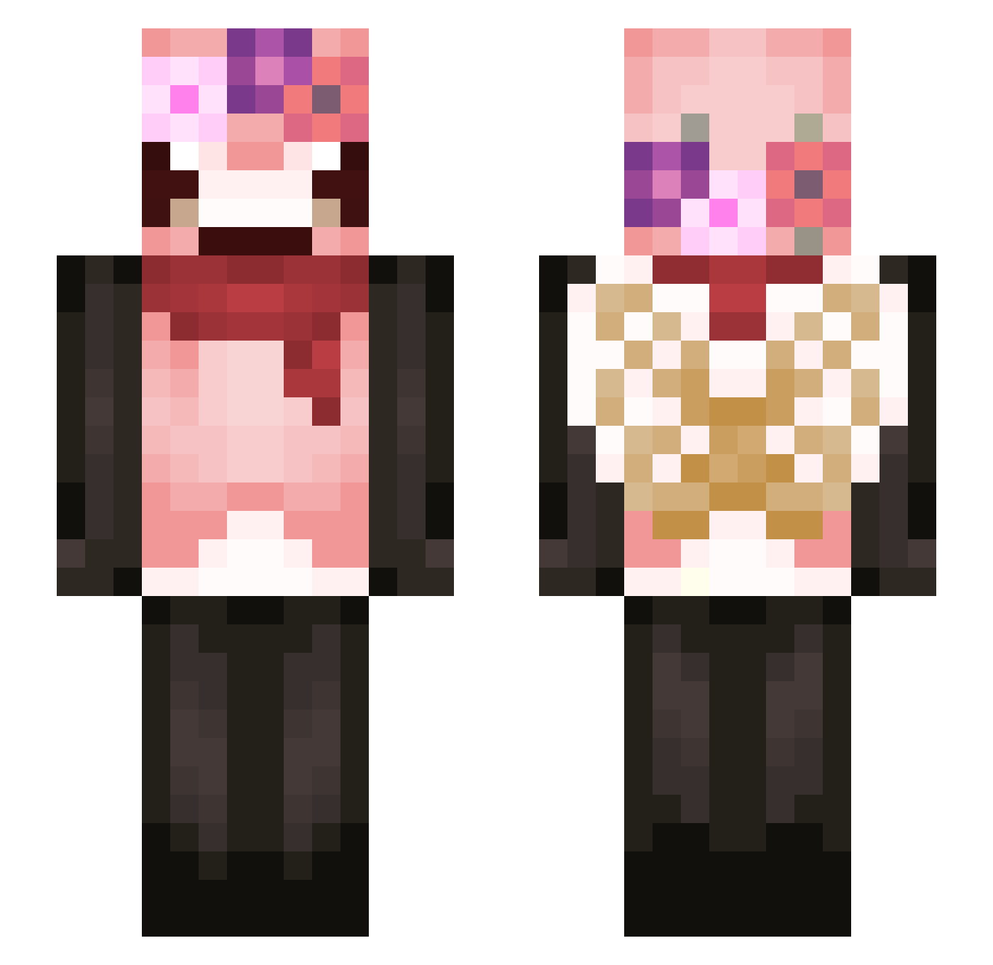 Riibombee Minecraft skin, front and back view