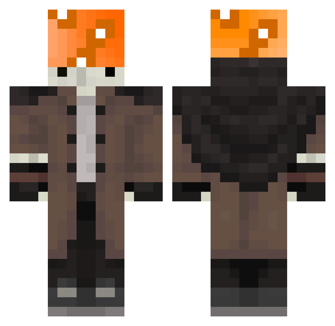 jimistergaming Minecraft skin, front and back view