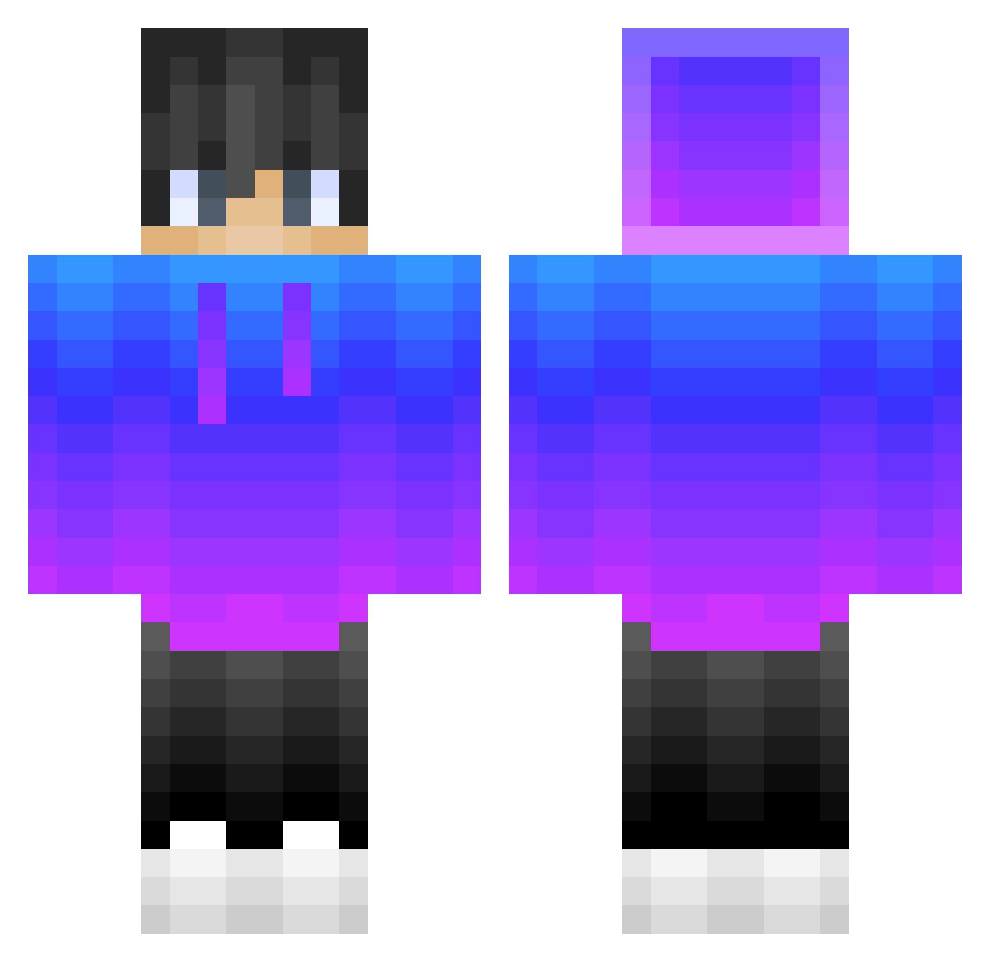 FlammeundFeuer Minecraft skin, front and back view