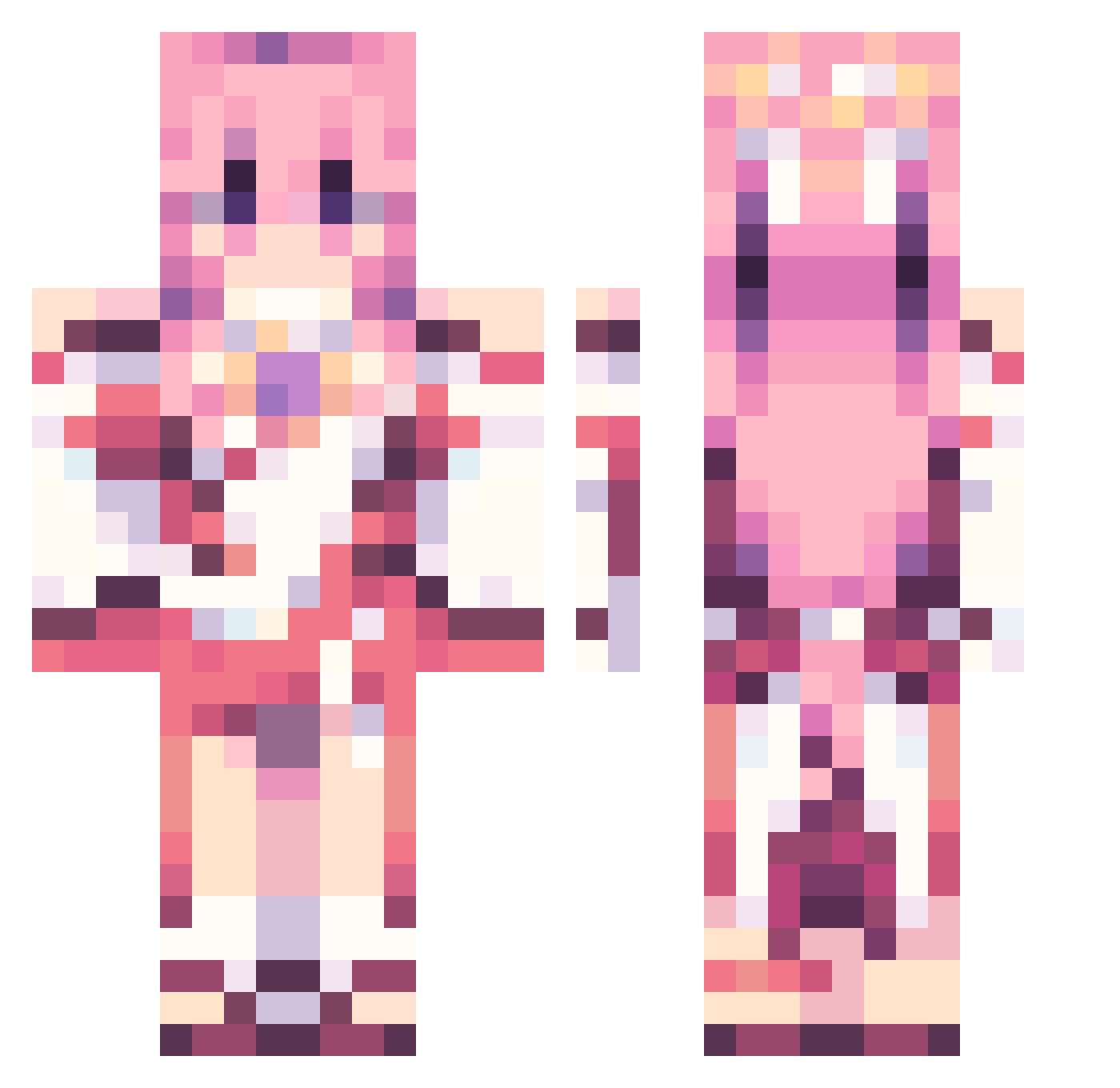 Paupe Minecraft skin, front and back view