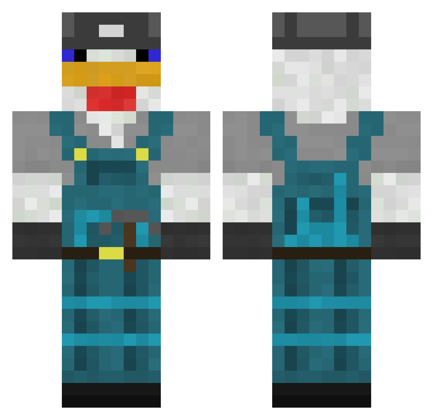 Rowby Minecraft skin, front and back view