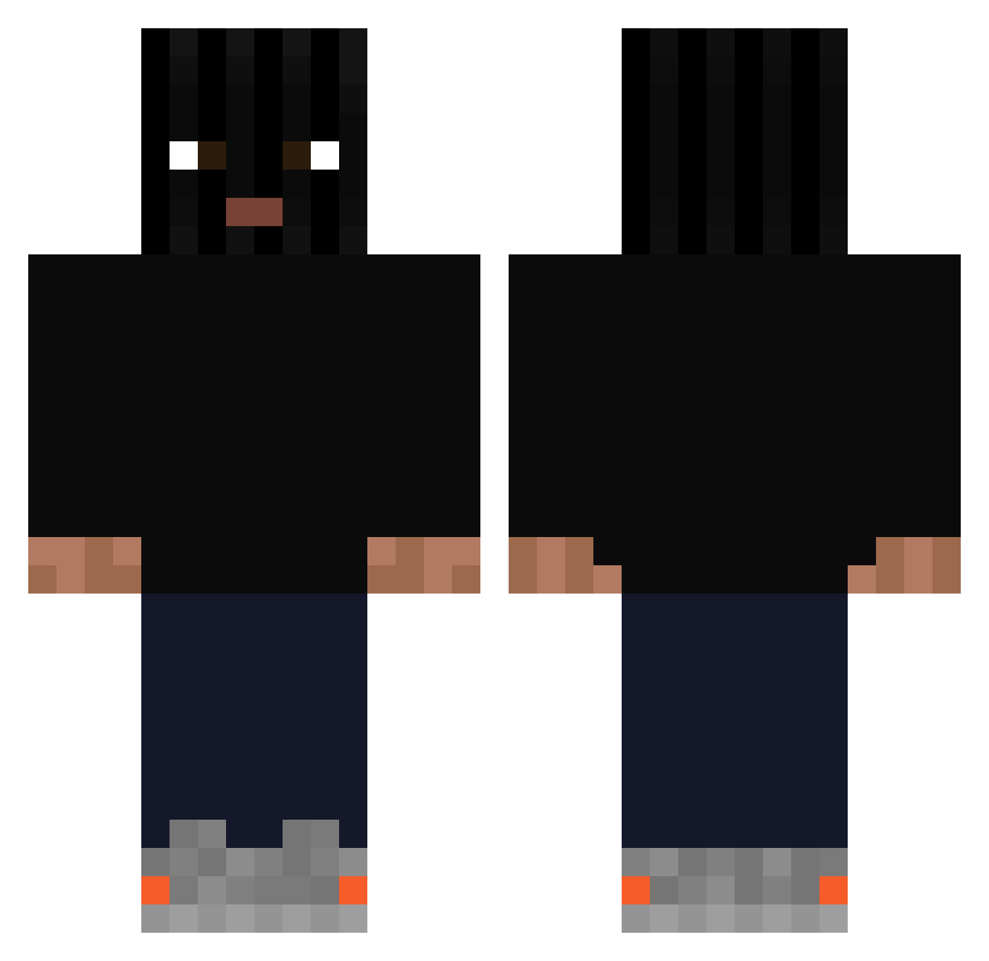 Pn1oQu Minecraft skin, front and back view